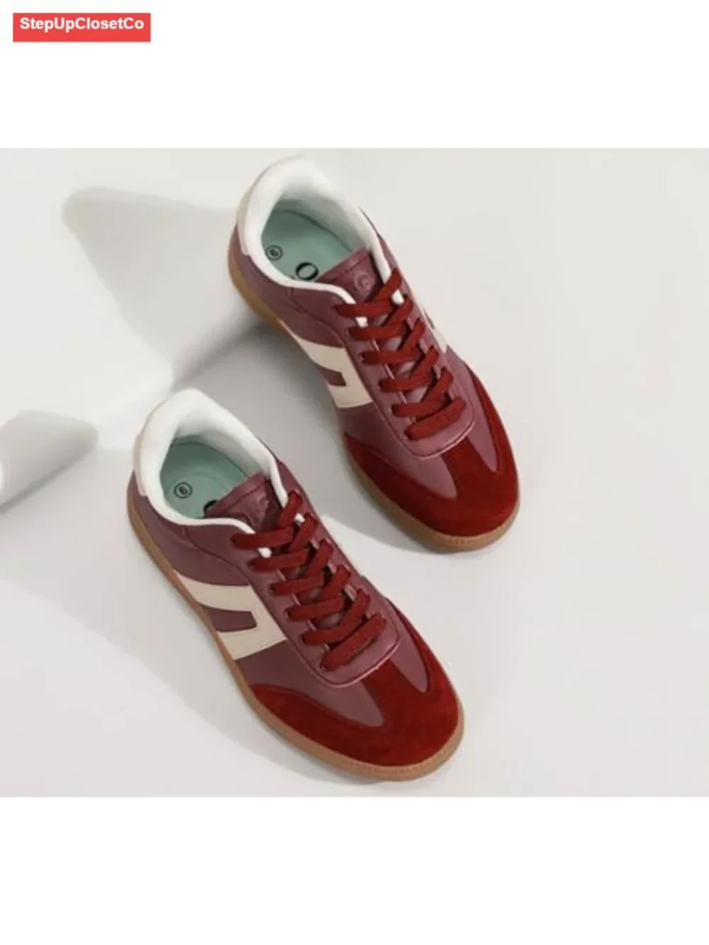 Lace Detail Retro Gum Sole Fashion Sneakers Perforated Casual Walking